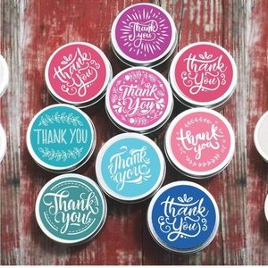 1000 Thank You Stickers Roll 1.5 Inch 8 Designs Large Small Business Pink